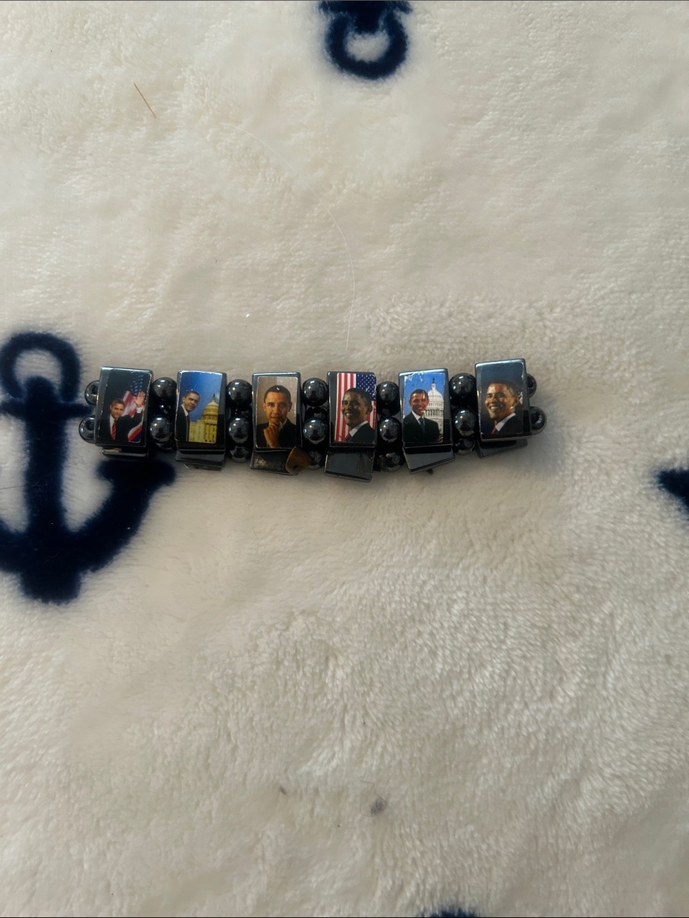 Photo Panel Stretch Bracelet in Black and Multicolor